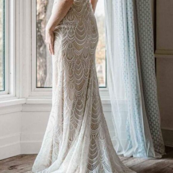 Calla Blanche L' Amour Lace Wedding Dress Size 10 - Picture 4 of 4